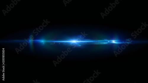 Bild auf Leinwand Blue Horizontal Lens Flare Background