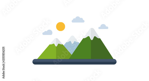 Fotografia Green Mountain Range Landscape Nature Scene.