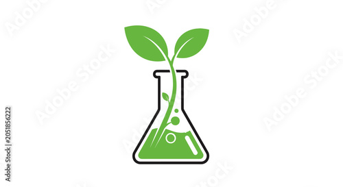 Foto Green plant sprout growing in a laboratory flask illustration