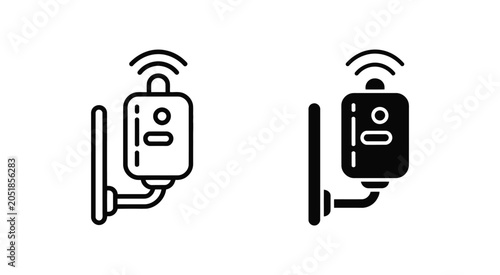 Foto WiFi router icon collection with wireless signal indicators, network devices, an