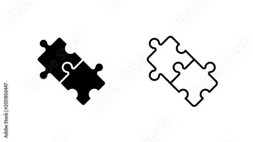 Photography Two Interlocking Puzzle Piece Glyph Outline Icon Connect
