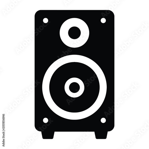 Speaker Icon Silhouette Vector Audio Sound System Equipment Symbol Isolated on White Background