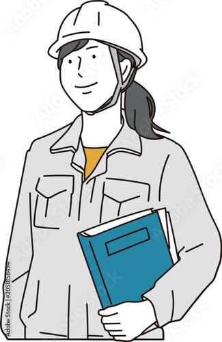 建設作業員の女性のシンプルイラスト