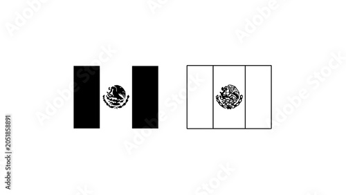 Mexican Flag Icon Set Black and White