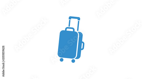 Fotografie Blue Luggage Travel Suitcase Rolling Bag.