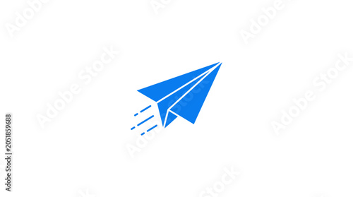 Foto Blue paper airplane in flight.