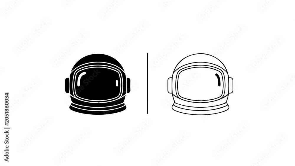 Fototapeta premium Minimalist Astronaut Helmet Icon Set