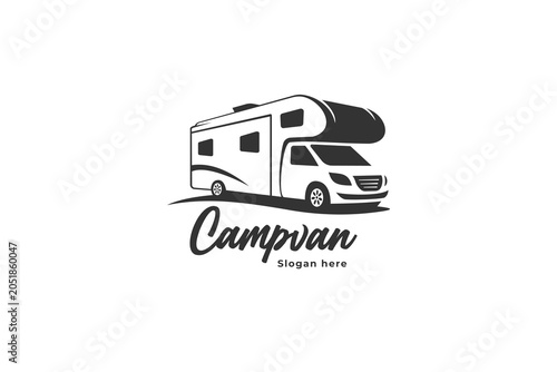 Campervan RV motorhome logo design template