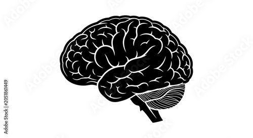Foto Black and White Silhouette of Human Brain