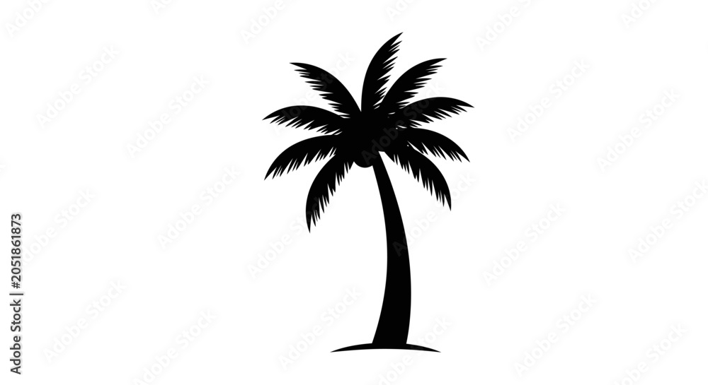 Obraz premium Black silhouette of a palm tree on a white background