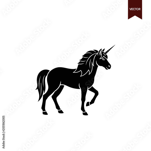 Black Silhouette Unicorn Walking