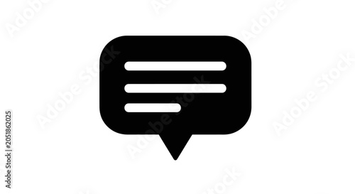 Black Speech Bubble Icon, Communication Message Symbol, Chatting and Social Media Concept