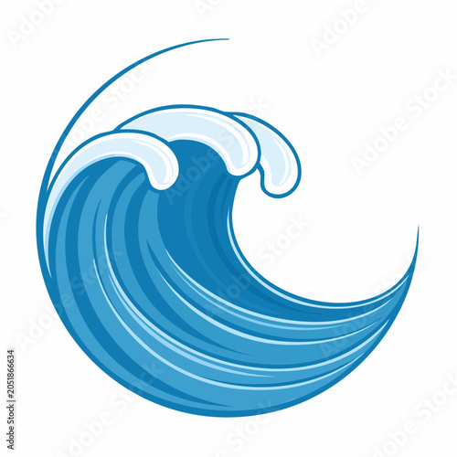 Stylized Blue Ocean Wave Illustration