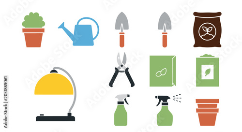 Εκτύπωση καμβά Gardening tools and supplies collection.