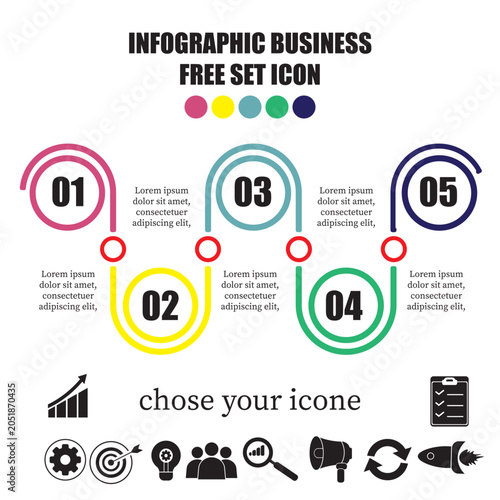 Flat business presentation vector slide template with diagram chart