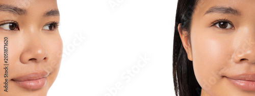 Εκτύπωση καμβά Set, Woman with glowing skin highlights beauty and wellness focus, PNG