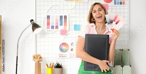 Female web designer with gr...