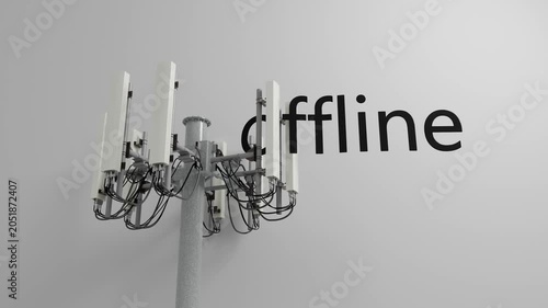 Cell Tower Marked Offline Against Clean Gray Background