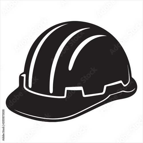 Tableau sur toile Simple black and white safety hard hat graphic.