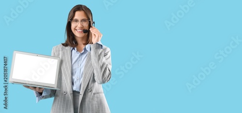 Smiling female call center ...