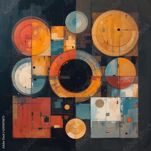 Abstract Circles and Squares Background with Modern Geometric Shapes and Creative Design