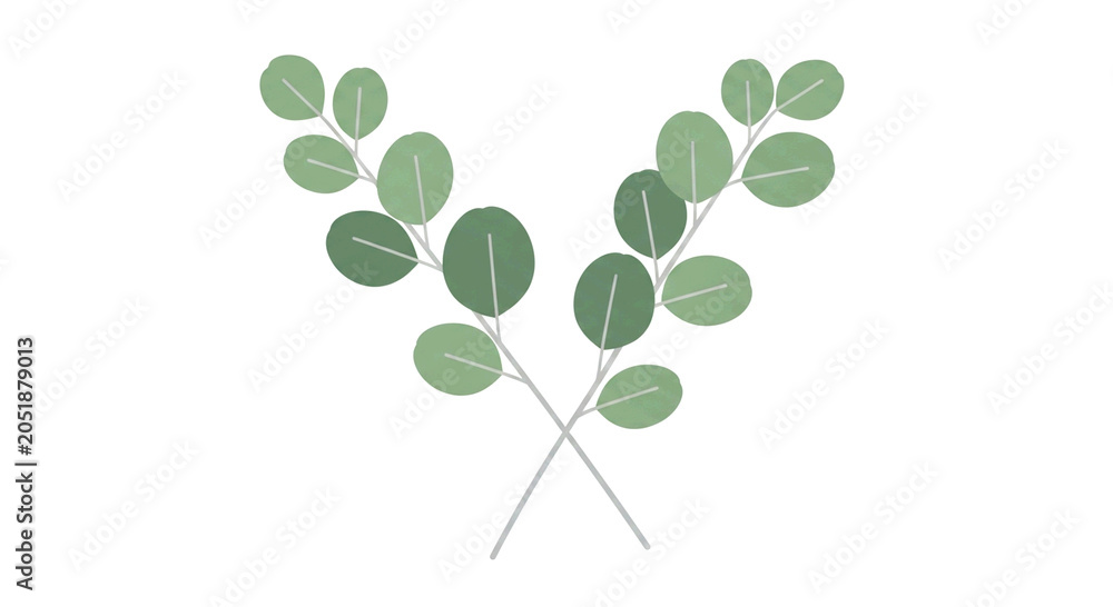 Obraz premium Modern eucalyptus branch vector with high-contrast muted tones and sharp geometric edges.