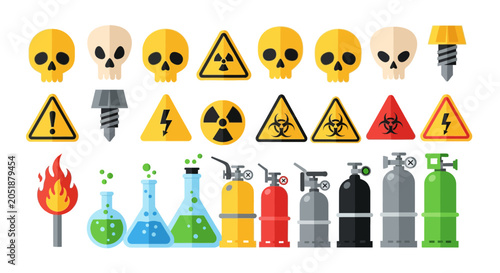 Industrial Safety and Laboratory Hazard Vector Icon Set