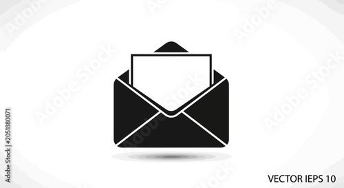 Tableau sur toile Open Envelope Icon with Blank Paper Inside - Simple Vector Graphic