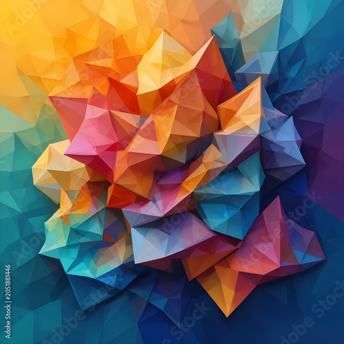Generative AI Multicolored Abstract Background with Layered Geometric Shapes and Modern Design