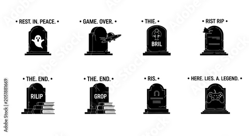 Canvas Print Pixel Art Tombstones Collection: Gaming, RIP, Game Over, Ghost, Legend