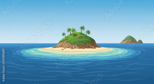 Valokuva Pixel Art Tropical Island Paradise with Palm Trees and Ocean Waves