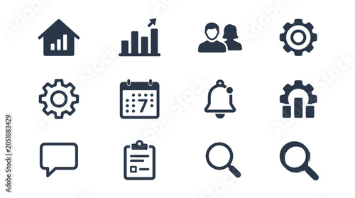 Business icons set for company website.