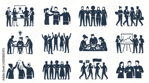 Business people teamwork collaboration icons.