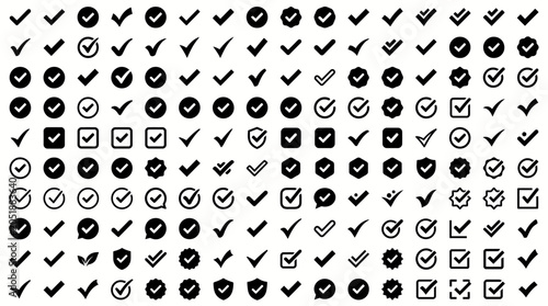 Checkmarks and ticks icon set.