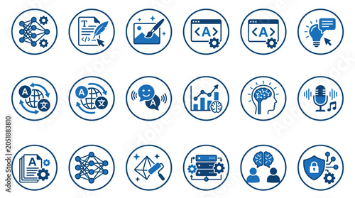 Collection of business and technology icons.
