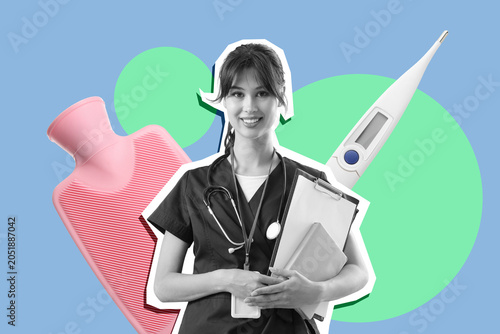 Female medical intern with ...