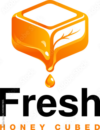 Fresh Honey Cubed Logo Featuring Melting Honey Cube Icon and Premium Natural Honey Branding