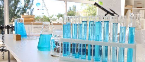 Chemical glassware on table...