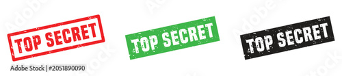 Quadro su tela Top Secret Stamp Collection: A collection of TOP SECRET stamps in red, green, and black, representing confidential information and classified documents