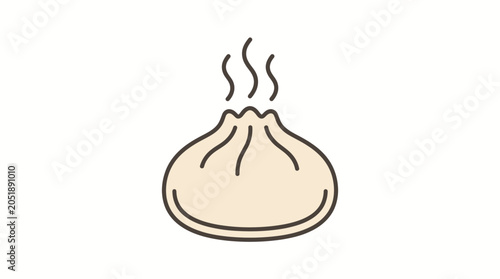 Steamed Dumpling Food Icon Illustration.