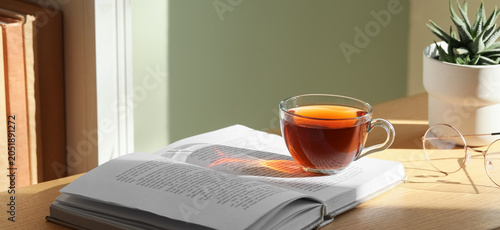Cozy home reading scene wit...