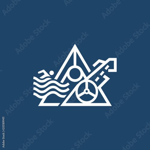 Triathlon Sport Icon with Swim Bike and Run Symbols