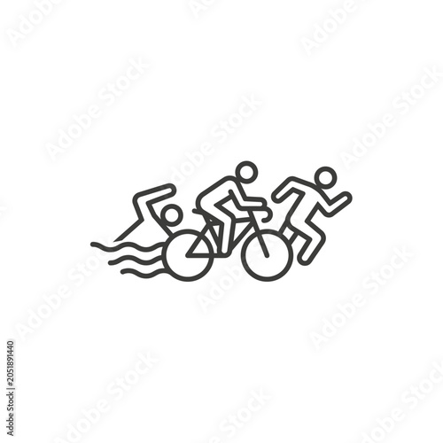 Triathlon Sport Outline Icon Featuring Swimming Cycling and Running