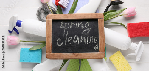 Chalkboard with text SPRING...