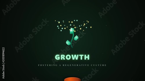 Conceptual 3D render of a glowing green plant sprout symbolizing growth and fostering a regenerative sustainable nature culture
