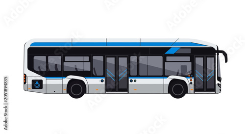 Foto Modern city bus vector illustration isolated on white background side view