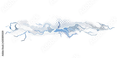 Schilderij op canvas Jagged Lightning Bolt Illustration Against Black Background