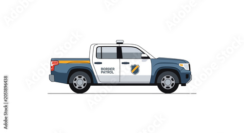 Canvastavla Border Patrol Pickup Truck Illustration on White Background