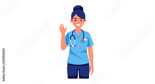 Friendly doctor waving hello