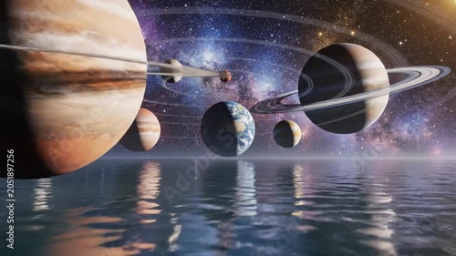 Explore solar system planets in stunning animation with detailed visuals and dynamic movements across vast space